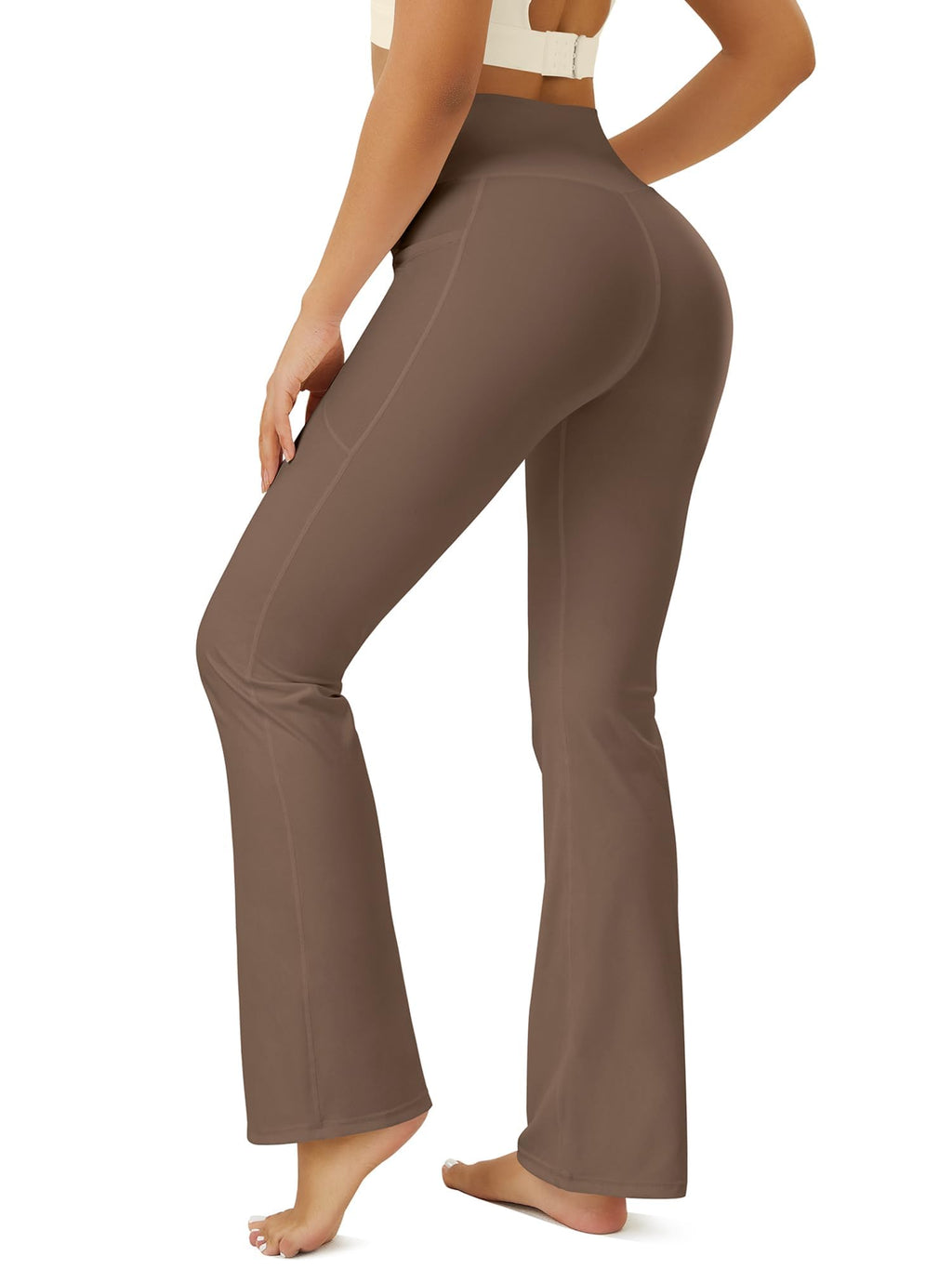 FOHOFO Yoga Pants Women, Flare Leggings for Women with Pockets Crossover High Waisted Bootcut Yoga Pants