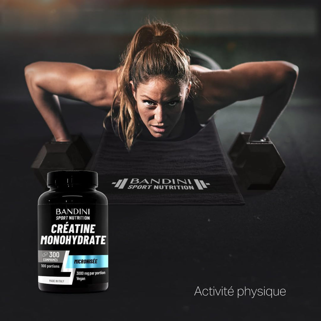 Bandini® Créatine Monohydrate 300 Comprimés (+3 Mois) 3000mg à dose - | Augmente les Performances Physiques & la Force Musculaire - Booster Musculation Puissant - Creatine Micronisée Pure et Vegan