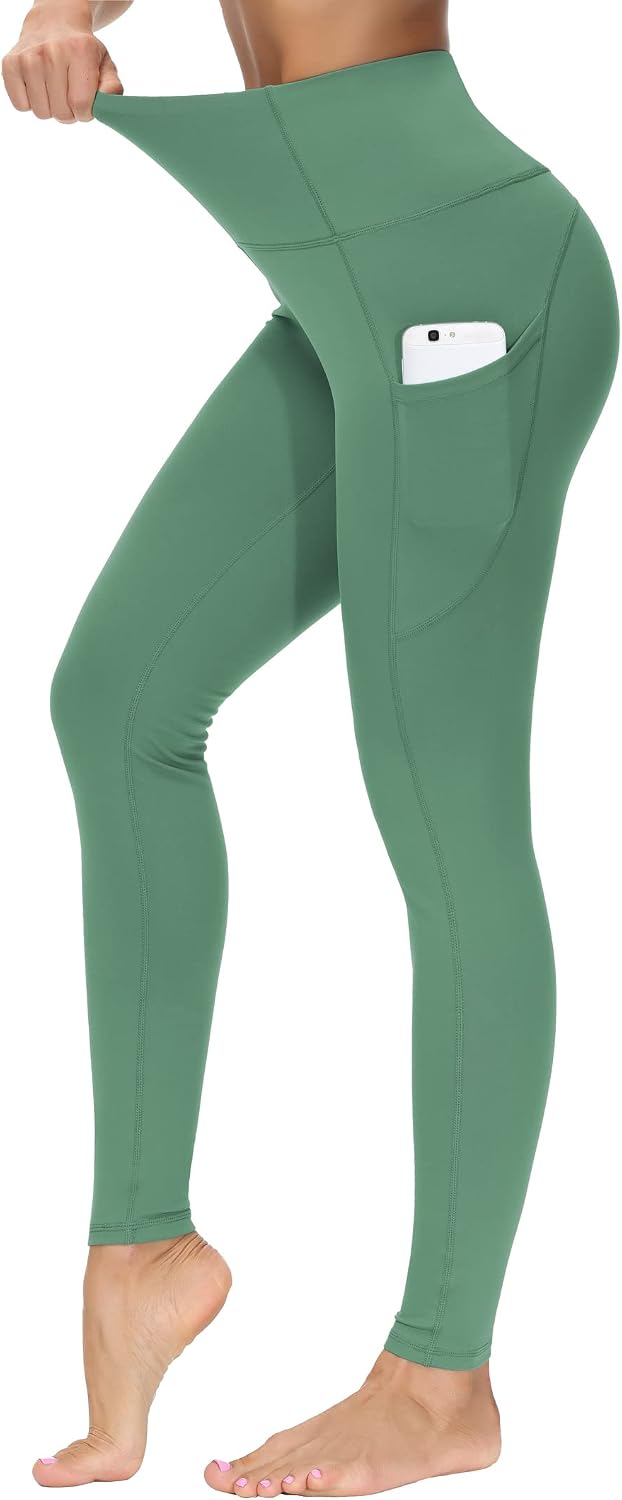 THE GYM PEOPLE Women's Thick High Waist Yoga Pants Workout Leggings | Tummy Control, Deep Side Pockets, Squat-proof, hidden waistband pocket, Flatlock Seams, Running, Yoga, Workout, Athletic
