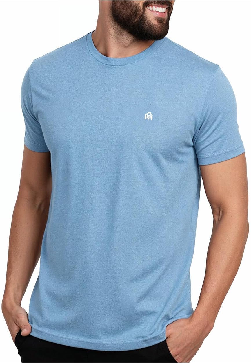 Mens T Shirts Soft Cotton Crew Neck Athletic Fit Casual Tees S-4XL | Soft cotton blend casual tee shirts with 4-way stretch - tag-free athletic fit for gym, work & casual everyday wear.