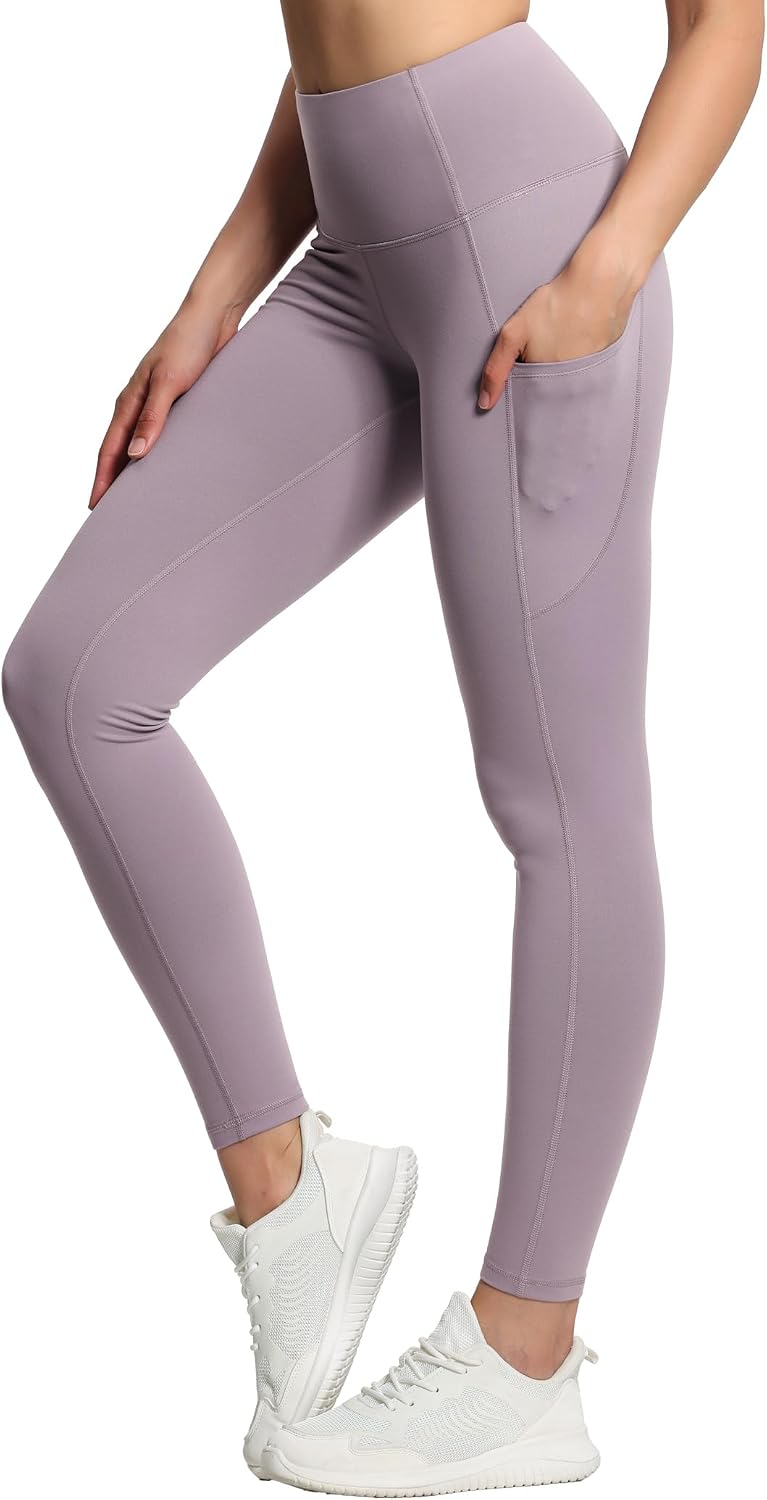 THE GYM PEOPLE Women's Thick High Waist Yoga Pants Workout Leggings | Tummy Control, Deep Side Pockets, Squat-proof, hidden waistband pocket, Flatlock Seams, Running, Yoga, Workout, Athletic