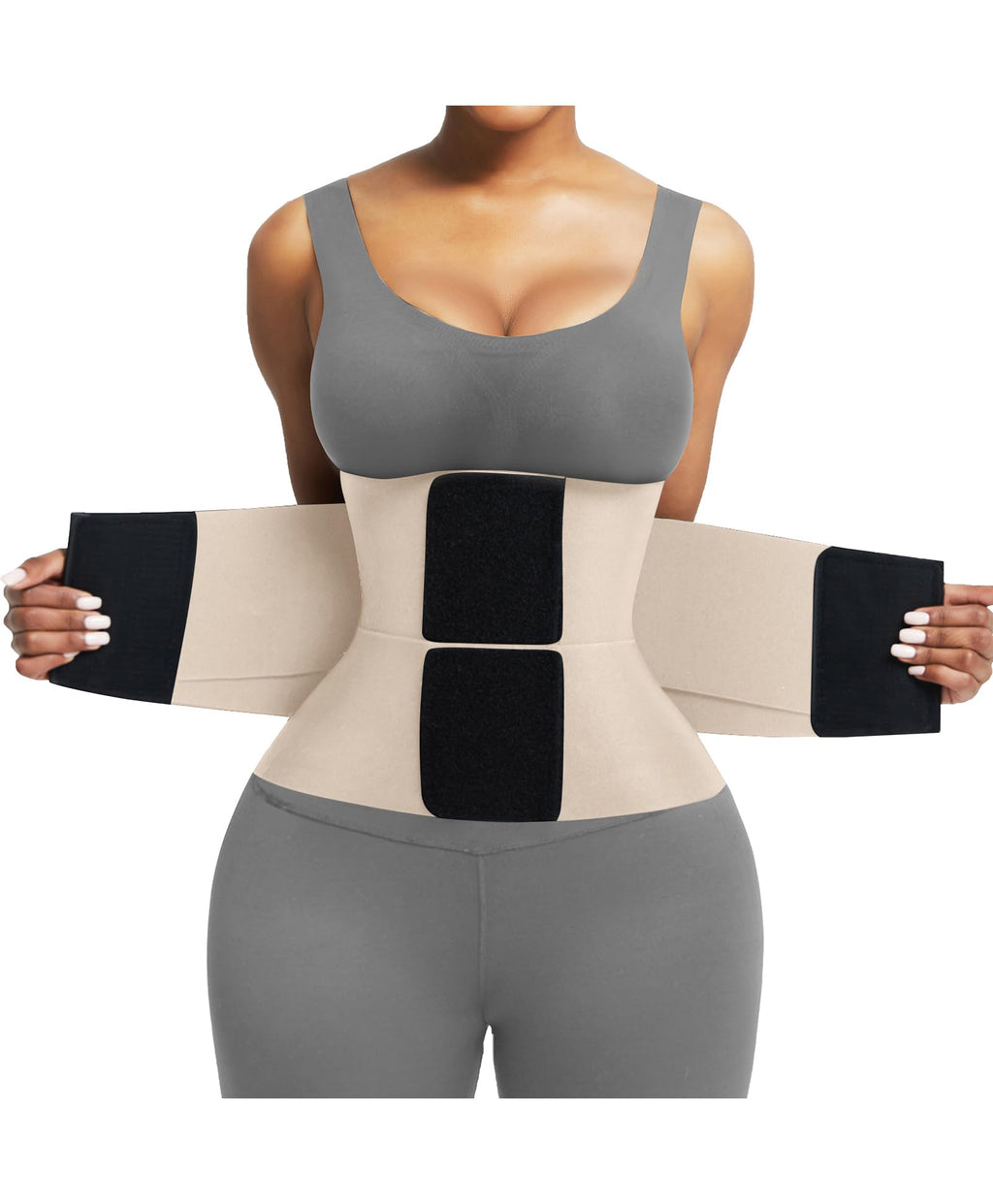 FeelinGirl Waist Trainer Belt Cincher Corset Tummy Control Faja Body Shaper | Hourglass Shaping, Triple Wrap, Hook-loop Closure, Postpartum Gym Workout, Underbust Girdle, Perspiring Fabric