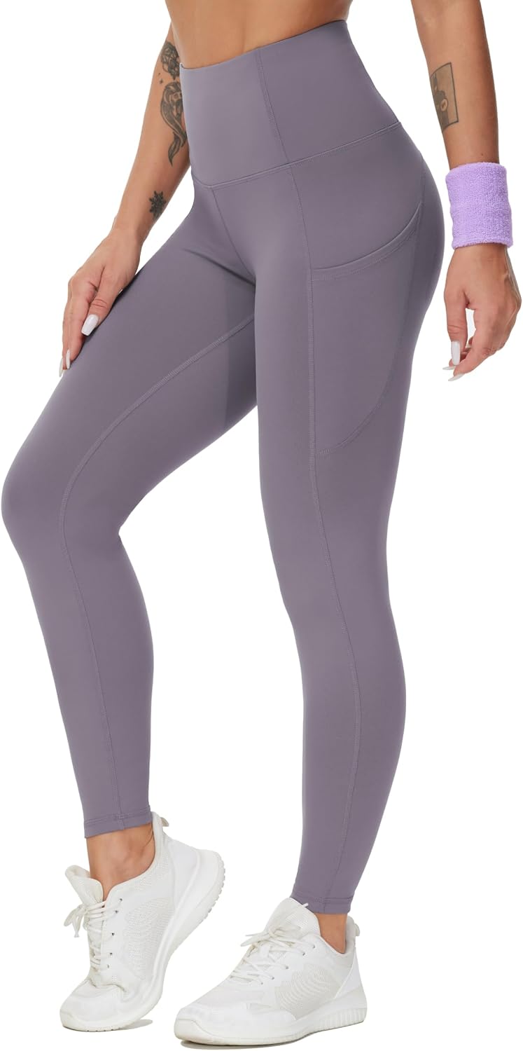 THE GYM PEOPLE Women's Thick High Waist Yoga Pants Workout Leggings | Tummy Control, Deep Side Pockets, Squat-proof, hidden waistband pocket, Flatlock Seams, Running, Yoga, Workout, Athletic