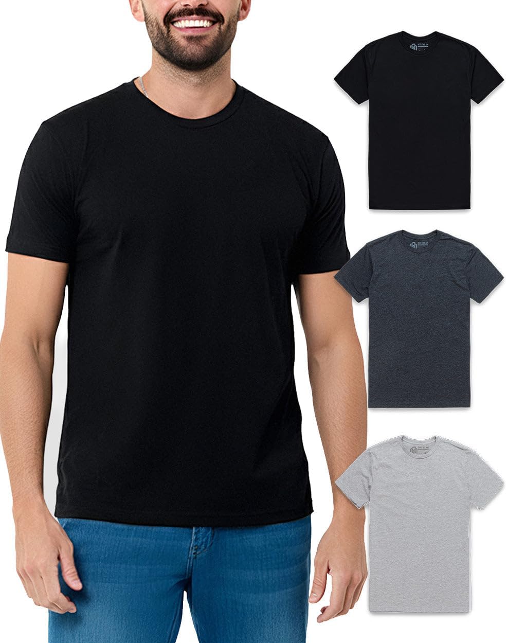 Mens T Shirts Soft Cotton Crew Neck Athletic Fit Casual Tees S-4XL | Soft cotton blend casual tee shirts with 4-way stretch - tag-free athletic fit for gym, work & casual everyday wear.