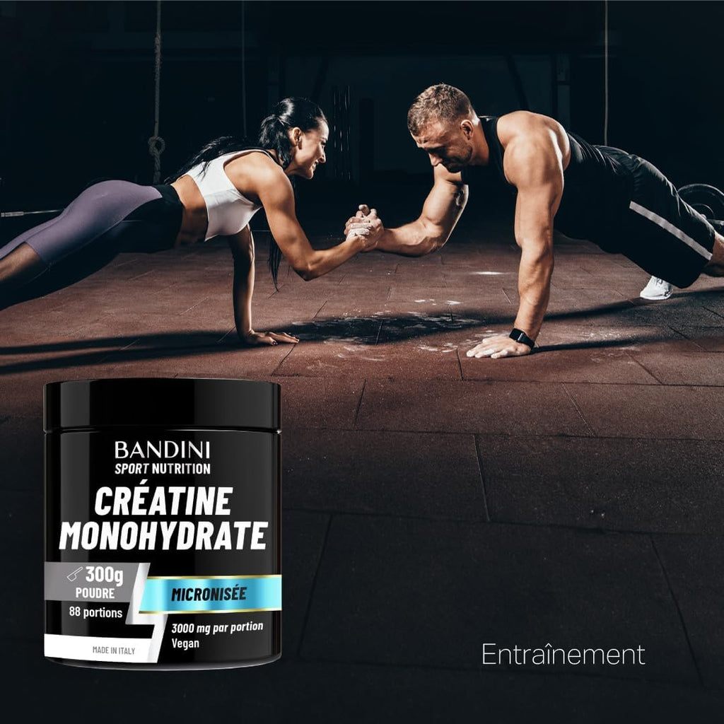 Bandini® Créatine Monohydrate en Poudre - 100% Pure Creatin non aromatisé | pour Augmenter la Performance et la Puissance Musculaire, 88 Portions, 300 g, Micronised Creatine Powder, soluble et vegan