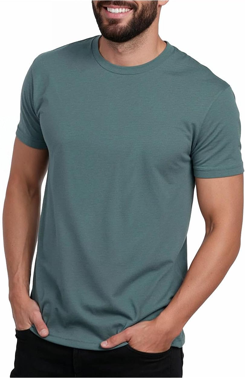 Mens T Shirts Soft Cotton Crew Neck Athletic Fit Casual Tees S-4XL | Soft cotton blend casual tee shirts with 4-way stretch - tag-free athletic fit for gym, work & casual everyday wear.