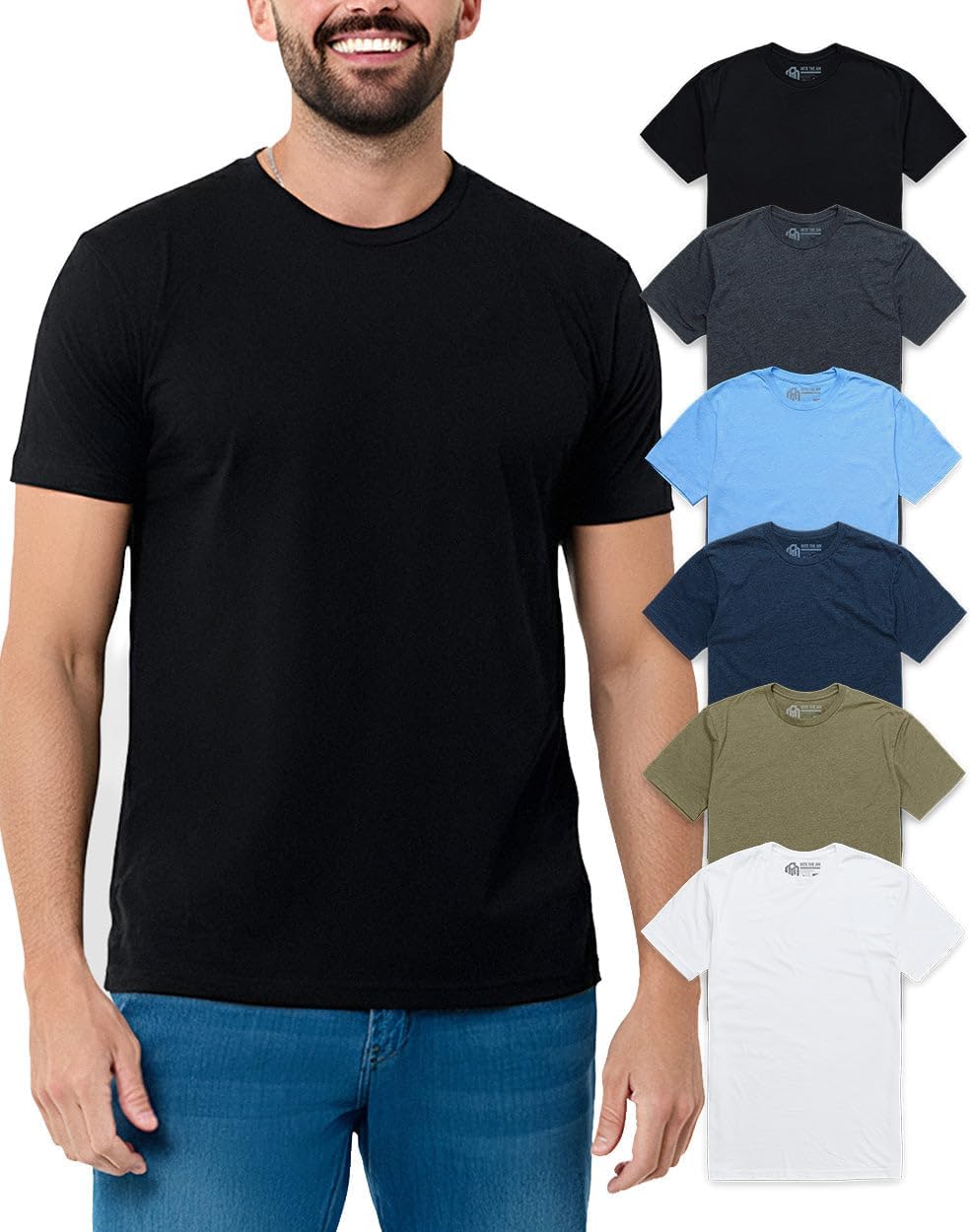 Mens T Shirts Soft Cotton Crew Neck Athletic Fit Casual Tees S-4XL | Soft cotton blend casual tee shirts with 4-way stretch - tag-free athletic fit for gym, work & casual everyday wear.