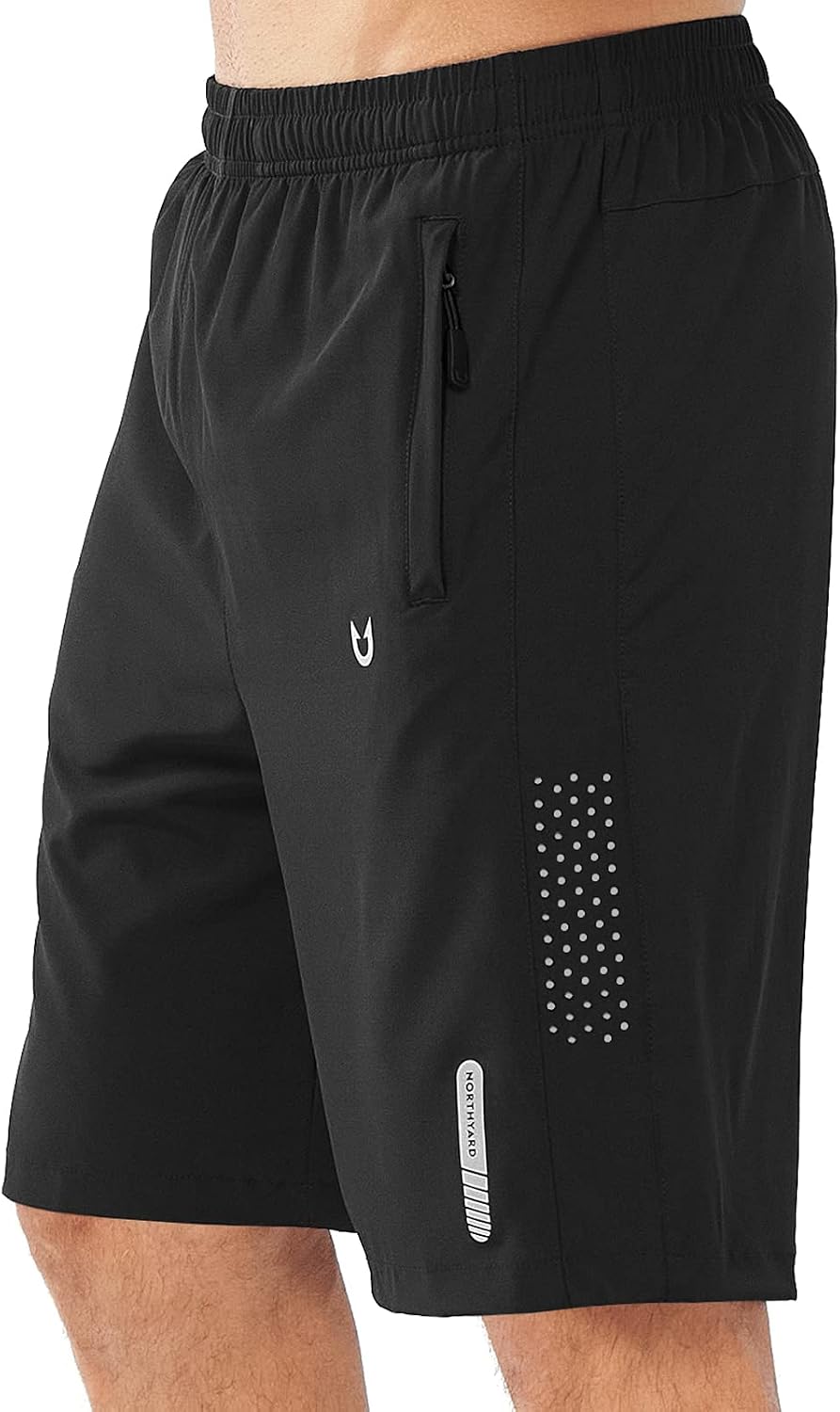 NORTHYARD Men's Athletic Running Shorts Gym Workout 7"/9"/5" Zipper Pockets | Quick Dry, Lightweight, Breathable, Unlined, Moisture-wicking, Reflective Strips, Elastic Waist, Sports Basketball Tennis