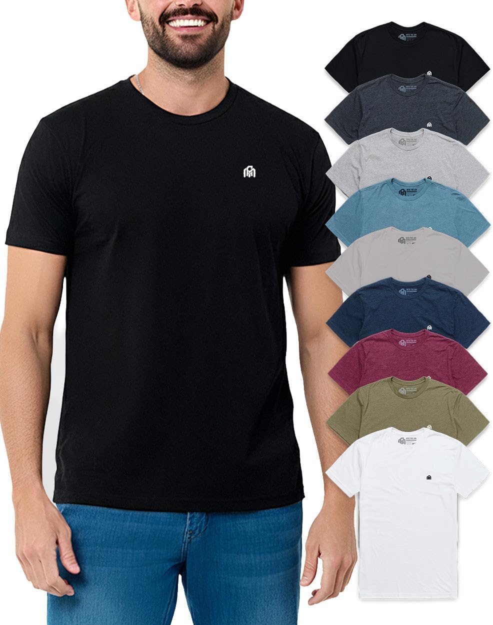 Mens T Shirts Soft Cotton Crew Neck Athletic Fit Casual Tees S-4XL | Soft cotton blend casual tee shirts with 4-way stretch - tag-free athletic fit for gym, work & casual everyday wear.