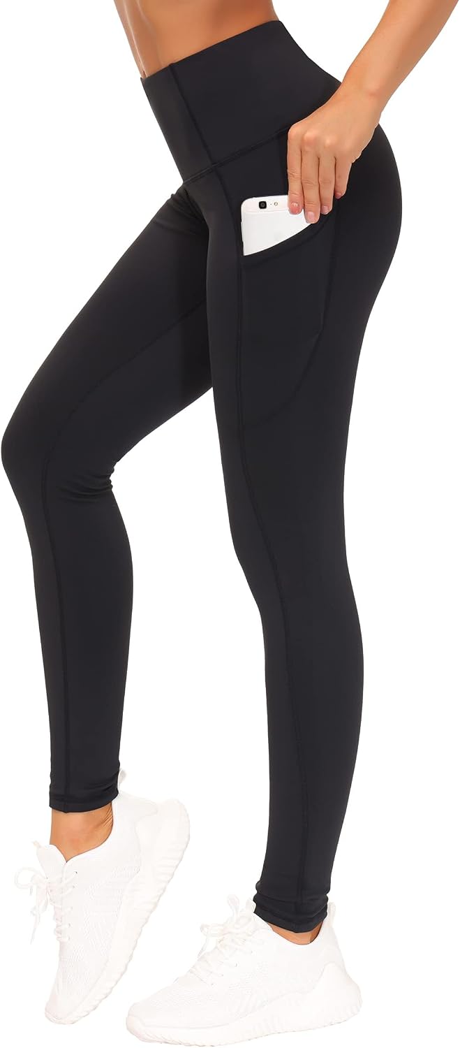 THE GYM PEOPLE Women's Thick High Waist Yoga Pants Workout Leggings | Tummy Control, Deep Side Pockets, Squat-proof, hidden waistband pocket, Flatlock Seams, Running, Yoga, Workout, Athletic