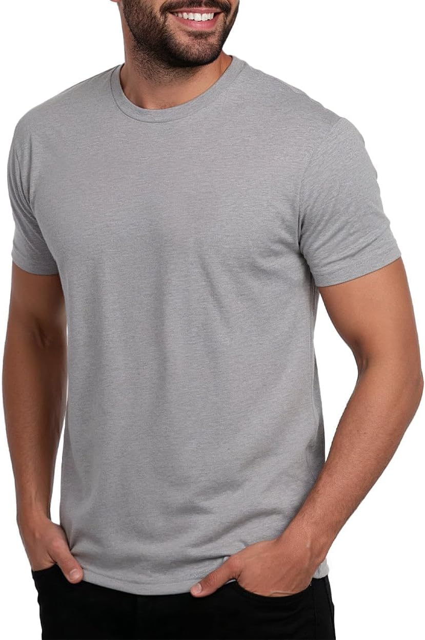 Mens T Shirts Soft Cotton Crew Neck Athletic Fit Casual Tees S-4XL | Soft cotton blend casual tee shirts with 4-way stretch - tag-free athletic fit for gym, work & casual everyday wear.