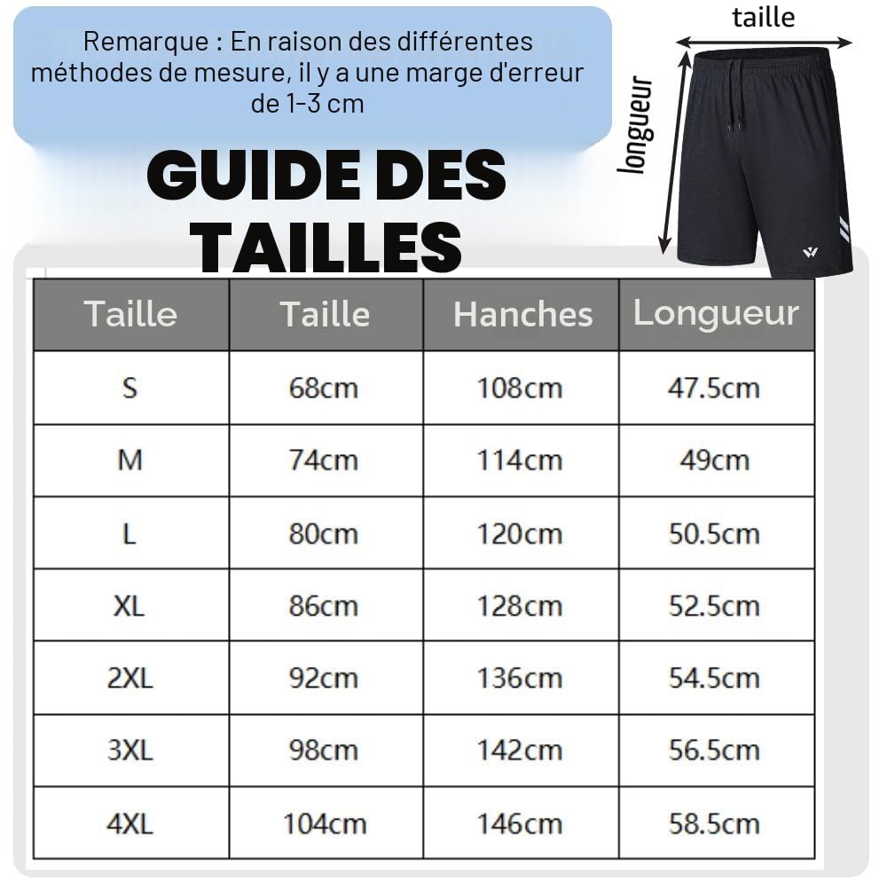 Lot de 5 shorts de sport pour homme avec poches et taille élastique, séchage rapide, shorts de course à pied