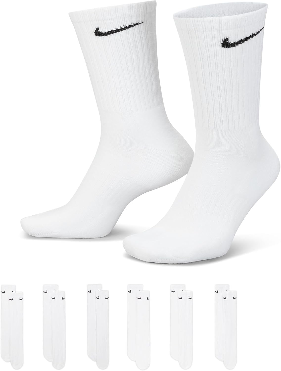 Nike Unisex Adult Everyday Cushioned Training Crew Socks (6-Pack) | Mens and Womens