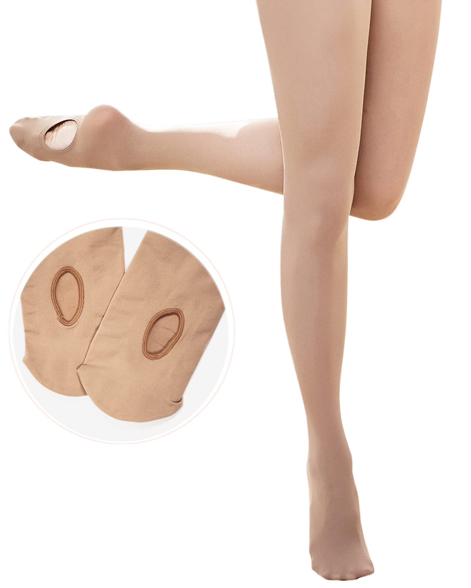 Stelle Girls' Convertible & Transition Ballet Tights for Toddler Dance Kid | High Waist, Stretch, Opaque, Soft Footless Stockings, Teen & Youth Pantyhose, Ballerina, Class, Studio, Performance, Recital