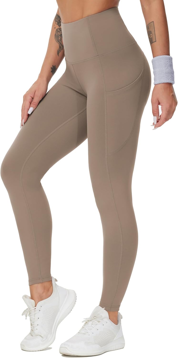 THE GYM PEOPLE Women's Thick High Waist Yoga Pants Workout Leggings | Tummy Control, Deep Side Pockets, Squat-proof, hidden waistband pocket, Flatlock Seams, Running, Yoga, Workout, Athletic