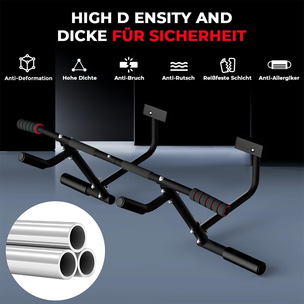 ONETWOFIT Barre de traction pour porte,Avec poignées antidérapantes,Jusqu'à 210 kg Multi-grip,Sans endommager le cadre de la porte,Largeur du cadre de porte Station de Musculation 2 en 1