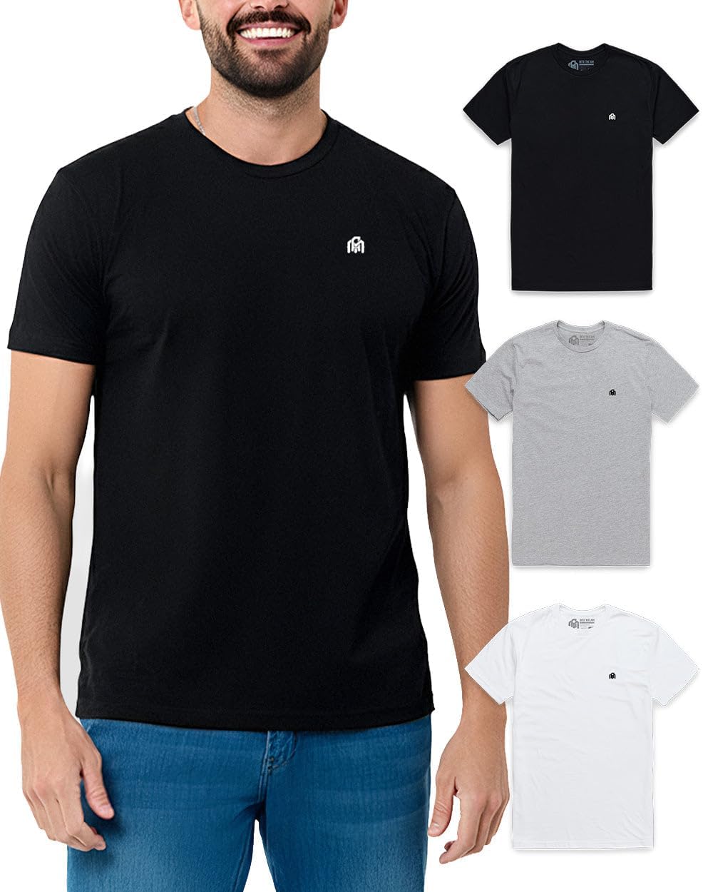 Mens T Shirts Soft Cotton Crew Neck Athletic Fit Casual Tees S-4XL | Soft cotton blend casual tee shirts with 4-way stretch - tag-free athletic fit for gym, work & casual everyday wear.