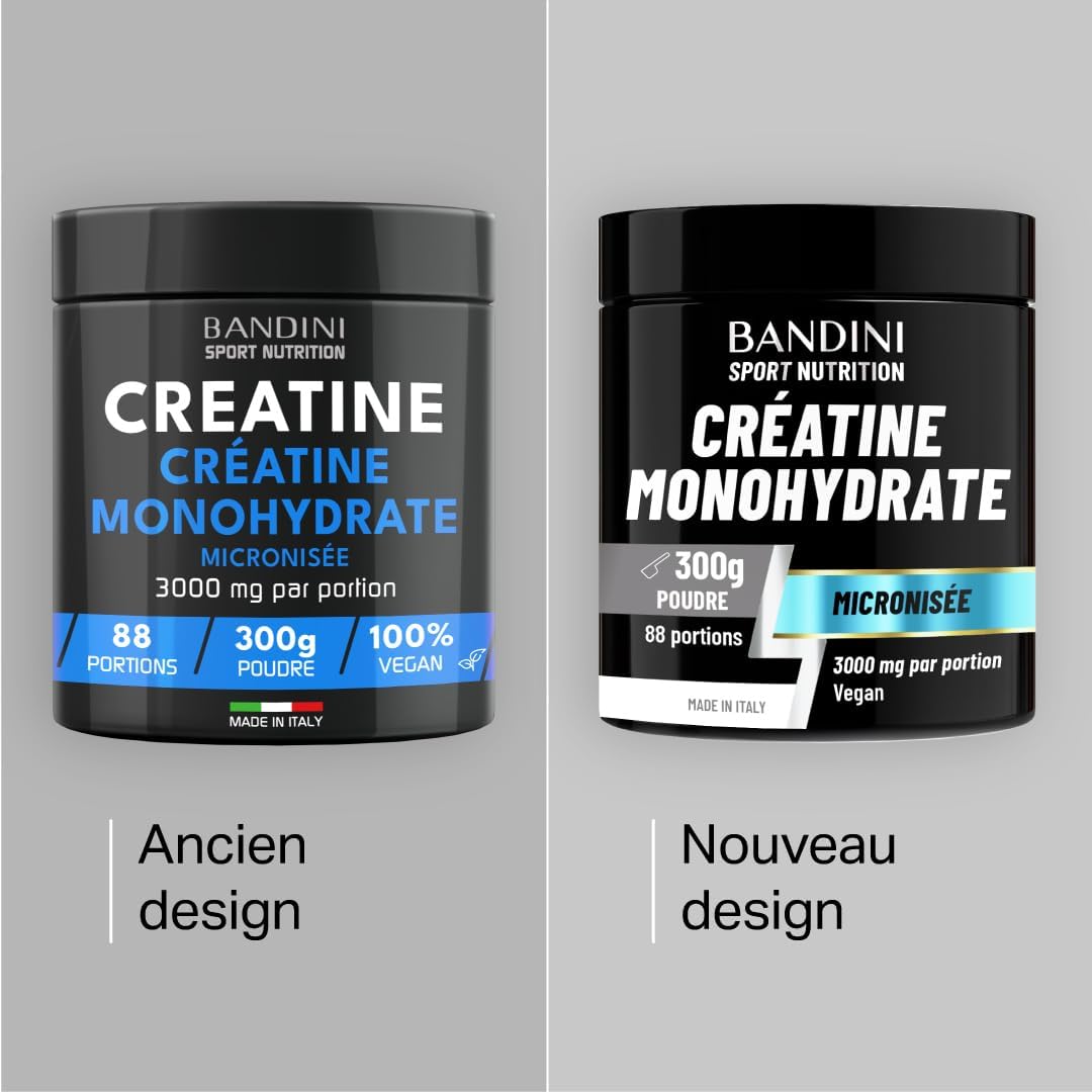Bandini® Créatine Monohydrate en Poudre - 100% Pure Creatin non aromatisé | pour Augmenter la Performance et la Puissance Musculaire, 88 Portions, 300 g, Micronised Creatine Powder, soluble et vegan