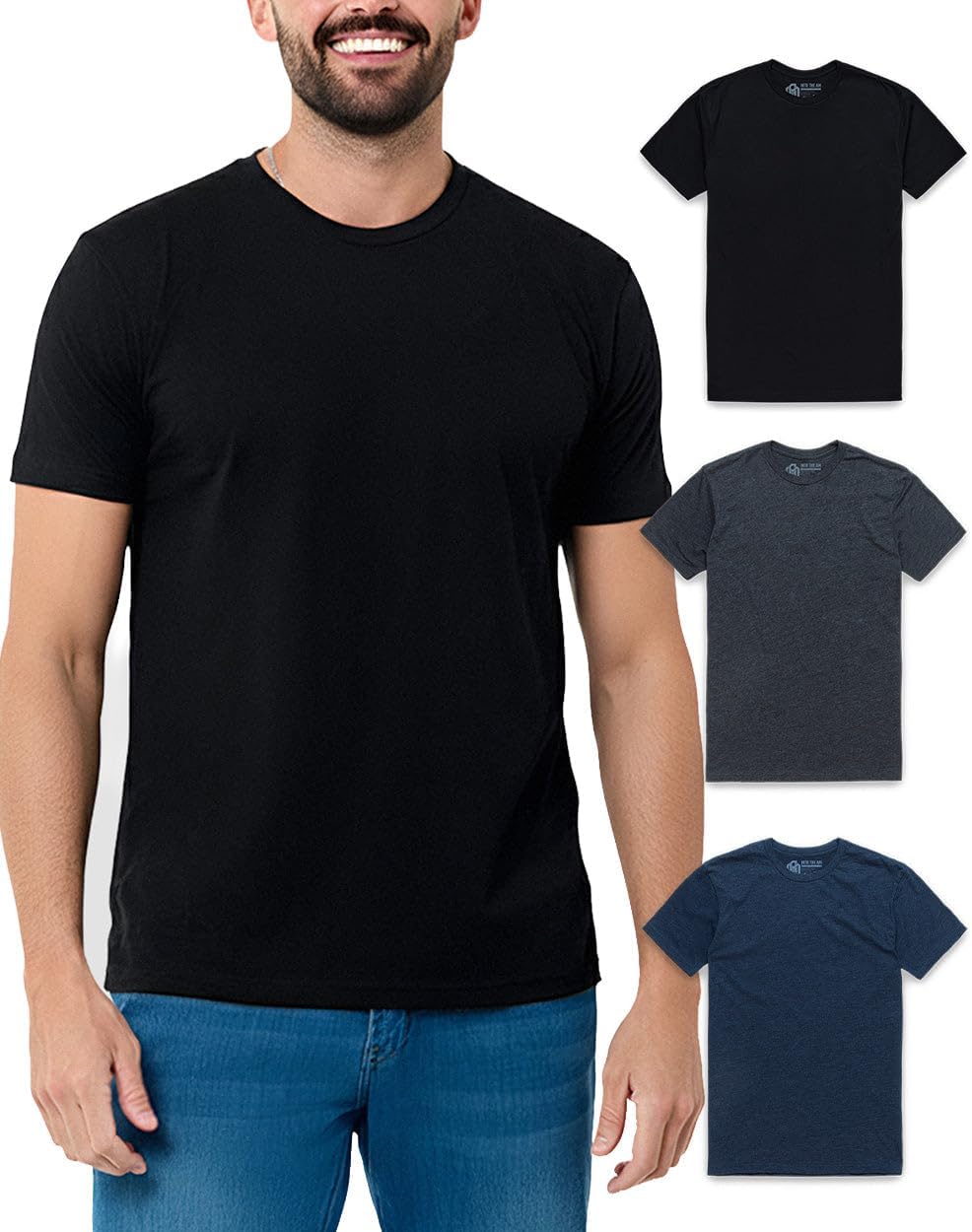 Mens T Shirts Soft Cotton Crew Neck Athletic Fit Casual Tees S-4XL | Soft cotton blend casual tee shirts with 4-way stretch - tag-free athletic fit for gym, work & casual everyday wear.