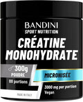 Bandini® Créatine Monohydrate en Poudre - 100% Pure Creatin non aromatisé | pour Augmenter la Performance et la Puissance Musculaire, 88 Portions, 300 g, Micronised Creatine Powder, soluble et vegan