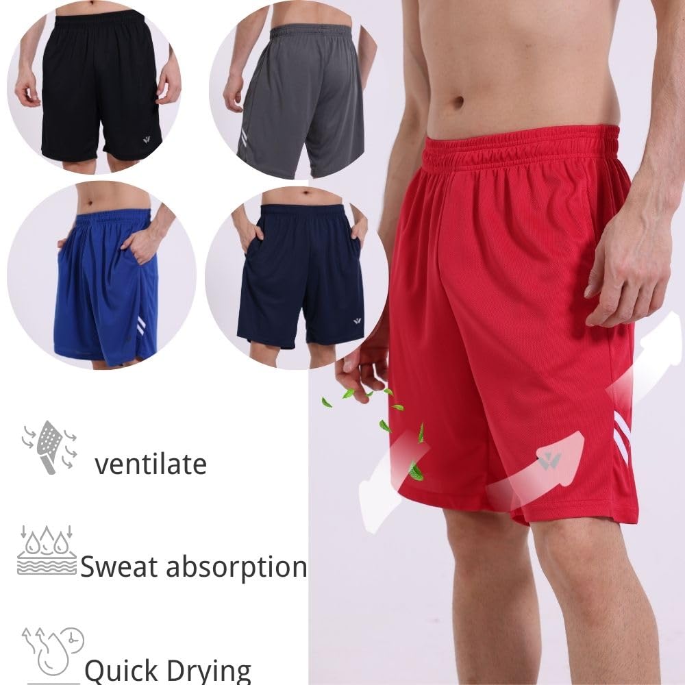 Lot de 5 shorts de sport pour homme avec poches et taille élastique, séchage rapide, shorts de course à pied