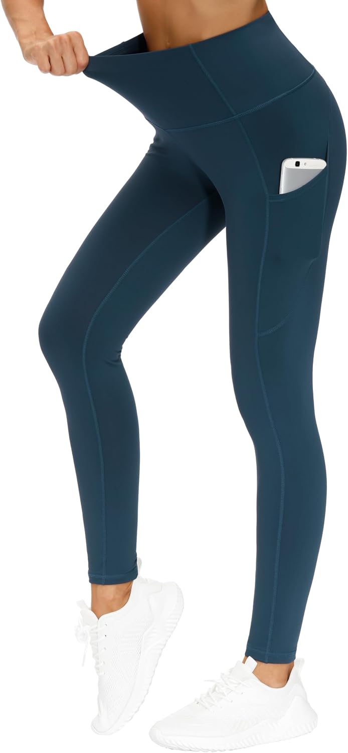 THE GYM PEOPLE Women's Thick High Waist Yoga Pants Workout Leggings | Tummy Control, Deep Side Pockets, Squat-proof, hidden waistband pocket, Flatlock Seams, Running, Yoga, Workout, Athletic
