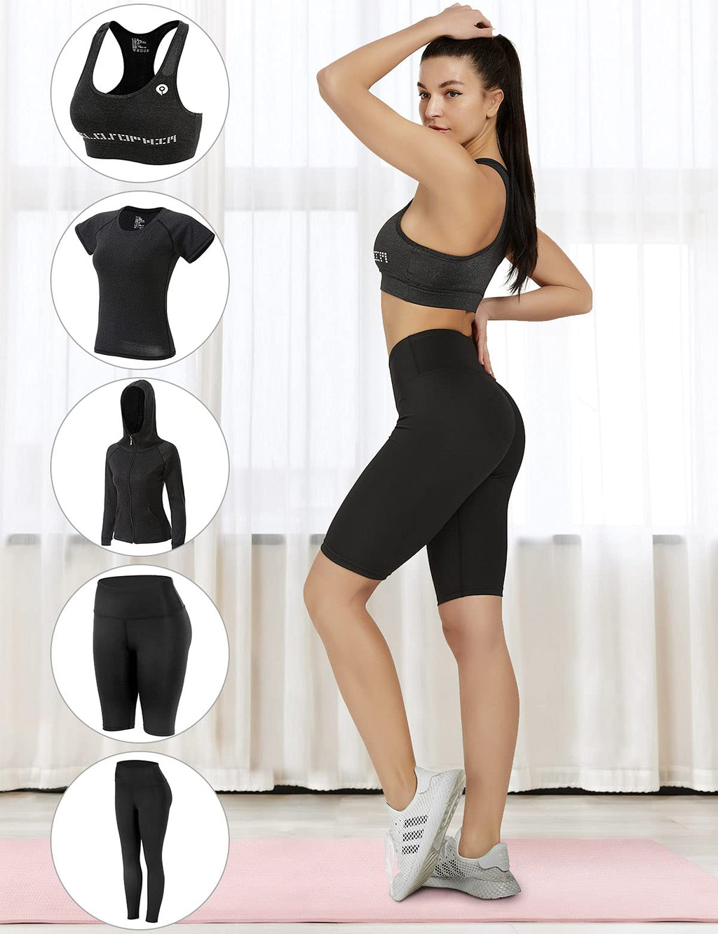 JULY'S SONG Yoga Clothes 5 Piece Sport Suits For Women Gym Running Quick Dry Sportswear For Ladies Sportswear Fitness Apparel