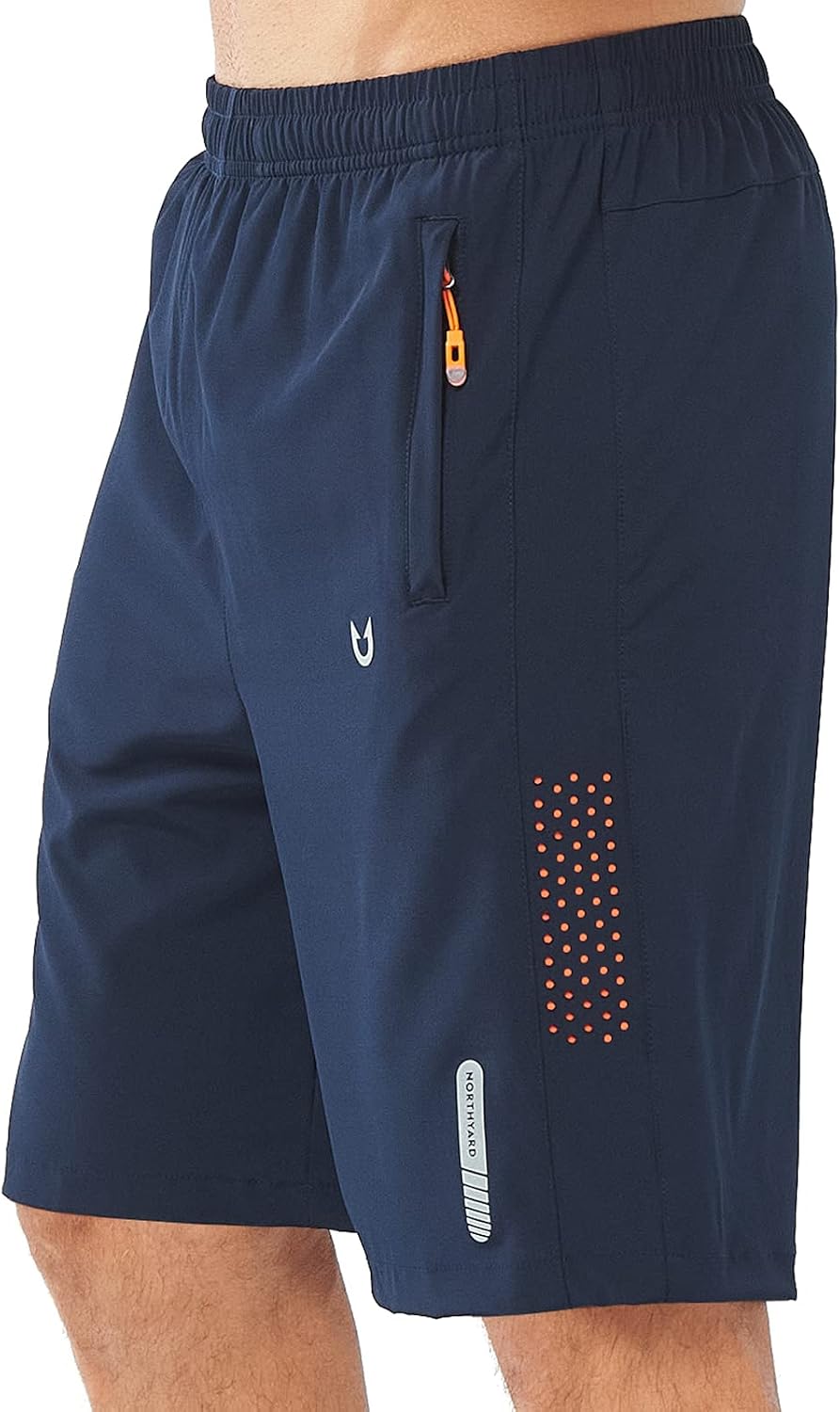 NORTHYARD Men's Athletic Running Shorts Gym Workout 7"/9"/5" Zipper Pockets | Quick Dry, Lightweight, Breathable, Unlined, Moisture-wicking, Reflective Strips, Elastic Waist, Sports Basketball Tennis