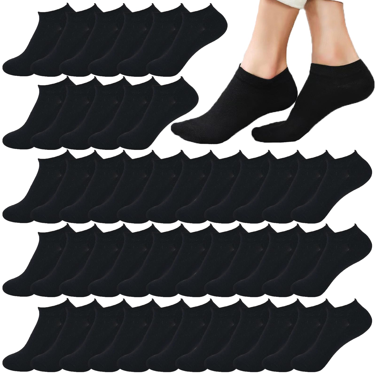 12-30 Pairs Low Cut Ankle Socks for Women No Show Casual Breathable Athletic Socks Bulk for Sport