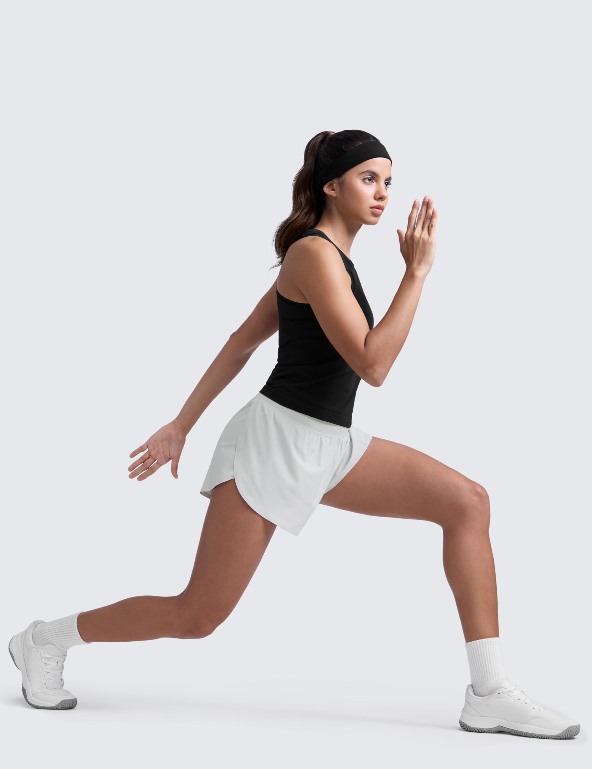 CRZ YOGA High Waisted Split Running Shorts 3" | Mesh Liner, Quick Dry, Lightweight, for Women