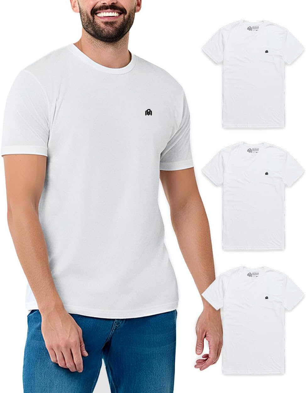Mens T Shirts Soft Cotton Crew Neck Athletic Fit Casual Tees S-4XL | Soft cotton blend casual tee shirts with 4-way stretch - tag-free athletic fit for gym, work & casual everyday wear.