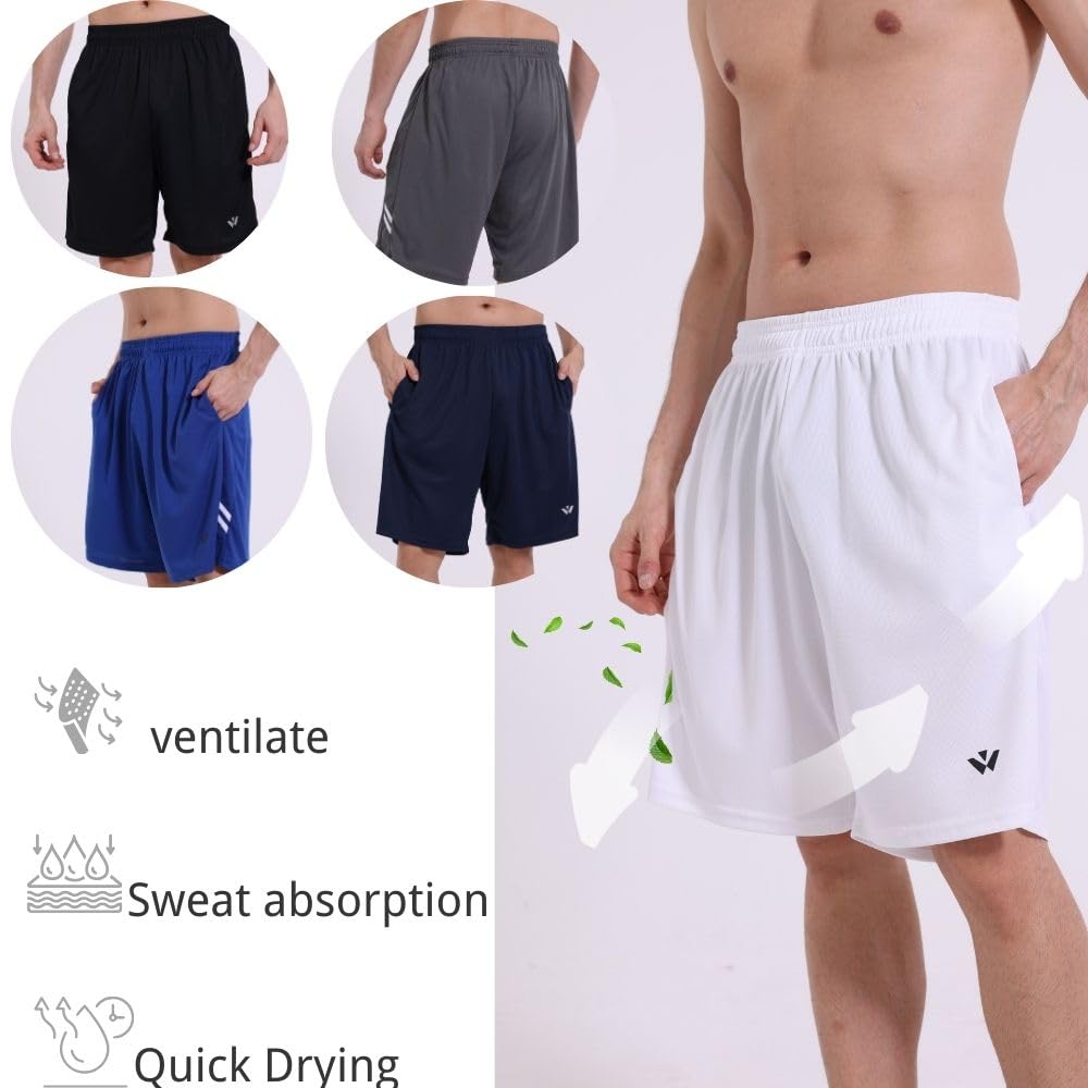 Lot de 5 shorts de sport pour homme avec poches et taille élastique, séchage rapide, shorts de course à pied