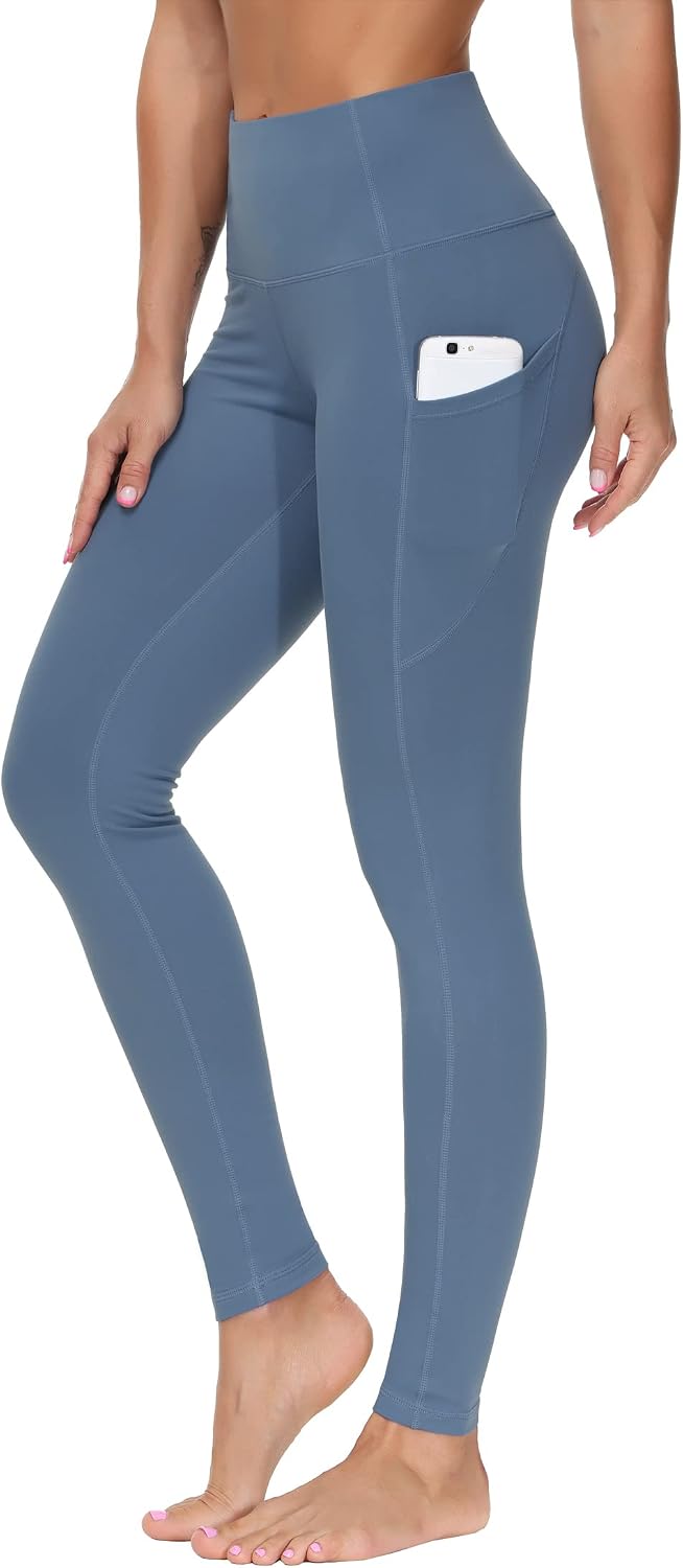 THE GYM PEOPLE Women's Thick High Waist Yoga Pants Workout Leggings | Tummy Control, Deep Side Pockets, Squat-proof, hidden waistband pocket, Flatlock Seams, Running, Yoga, Workout, Athletic