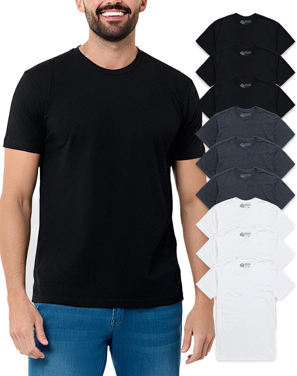 Mens T Shirts Soft Cotton Crew Neck Athletic Fit Casual Tees S-4XL | Soft cotton blend casual tee shirts with 4-way stretch - tag-free athletic fit for gym, work & casual everyday wear.