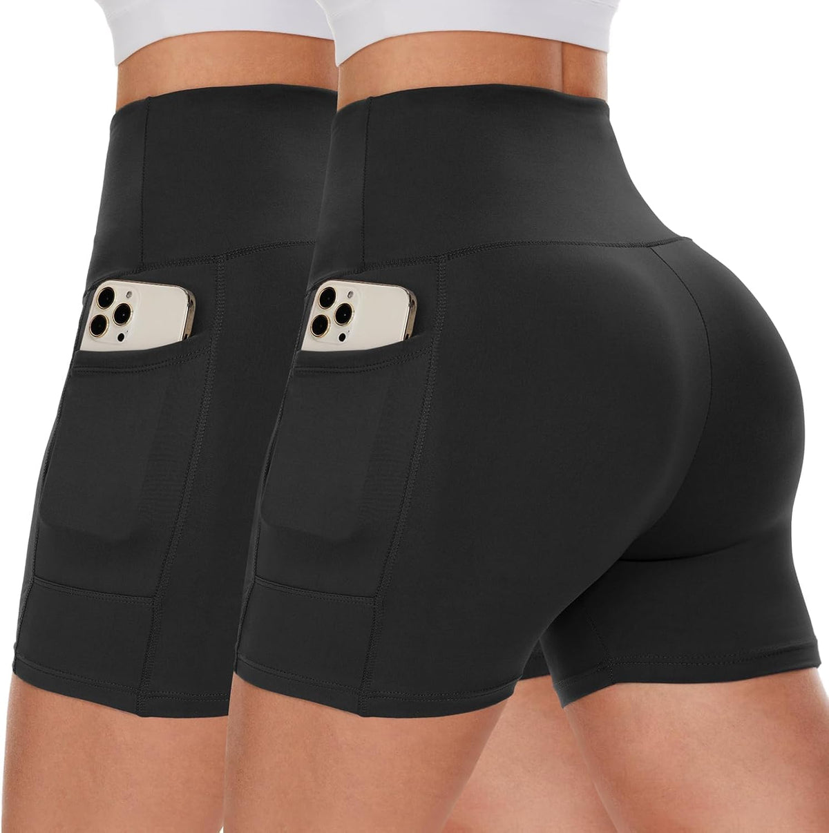Biker Shorts Women with Pockets - 3"/5"/8" Workout Gym Spandex Yoga Shorts | High Waisted Tummy Control Shorts, Fitness Clothing, Womens Clothes for Running Athletic Exercise Sports