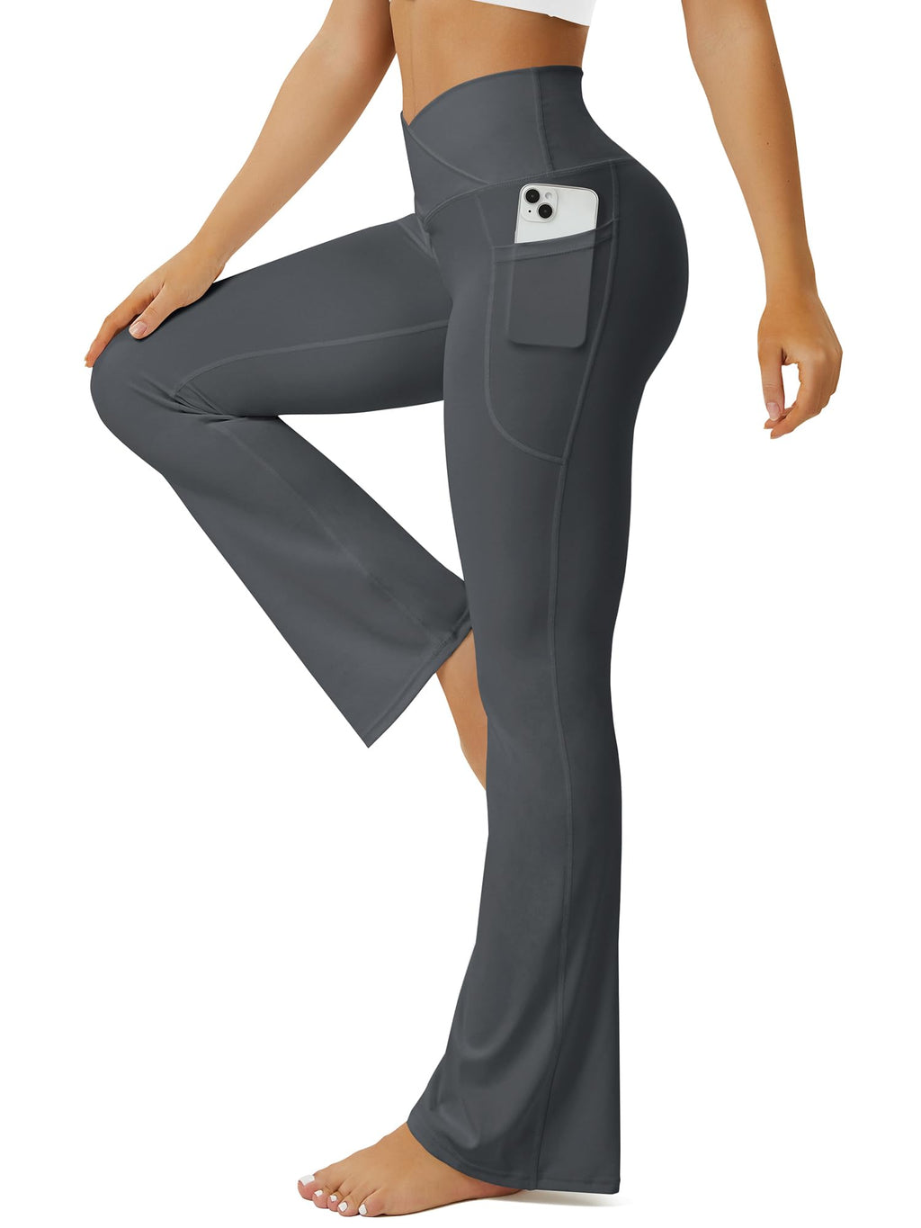 FOHOFO Yoga Pants Women, Flare Leggings for Women with Pockets Crossover High Waisted Bootcut Yoga Pants