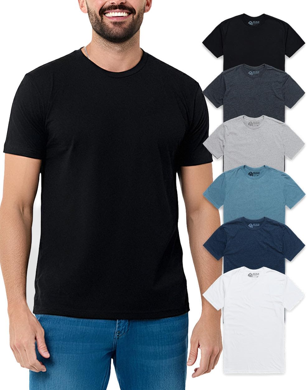Mens T Shirts Soft Cotton Crew Neck Athletic Fit Casual Tees S-4XL | Soft cotton blend casual tee shirts with 4-way stretch - tag-free athletic fit for gym, work & casual everyday wear.