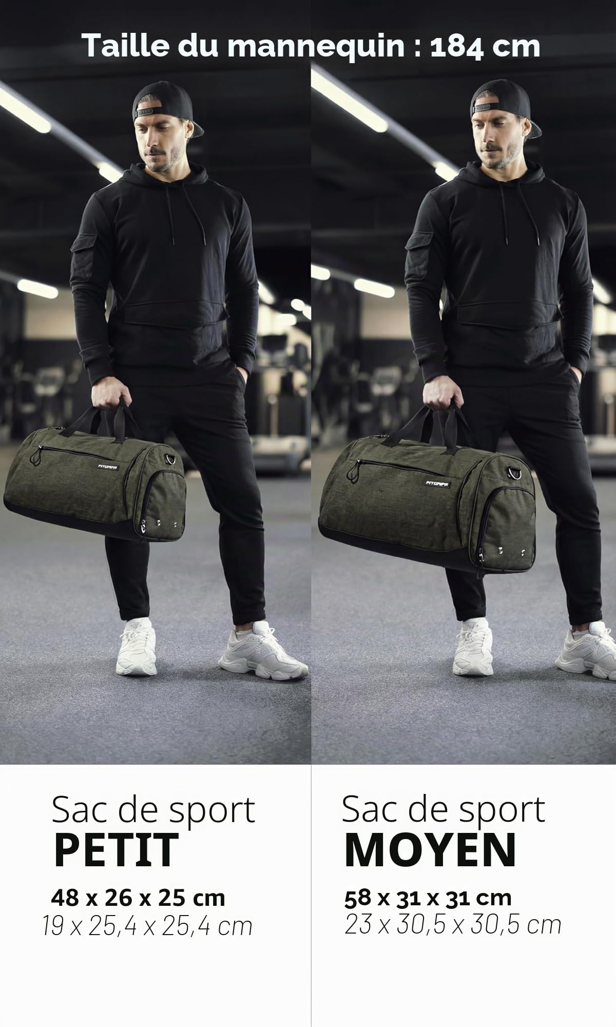 Fitgriff® Sac de Sport Homme & Femme V1 - Sacs de Voyage avec Compartiments Chaussures et Humide, pour Gym, Fitness, Weekend - Duffel Bag