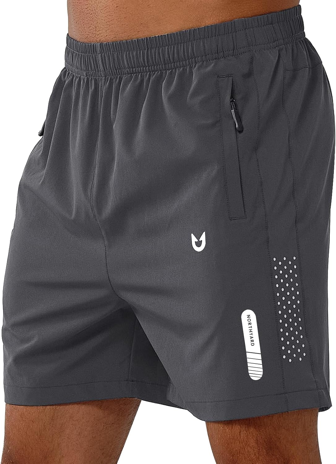 NORTHYARD Men's Athletic Running Shorts Gym Workout 7"/9"/5" Zipper Pockets | Quick Dry, Lightweight, Breathable, Unlined, Moisture-wicking, Reflective Strips, Elastic Waist, Sports Basketball Tennis