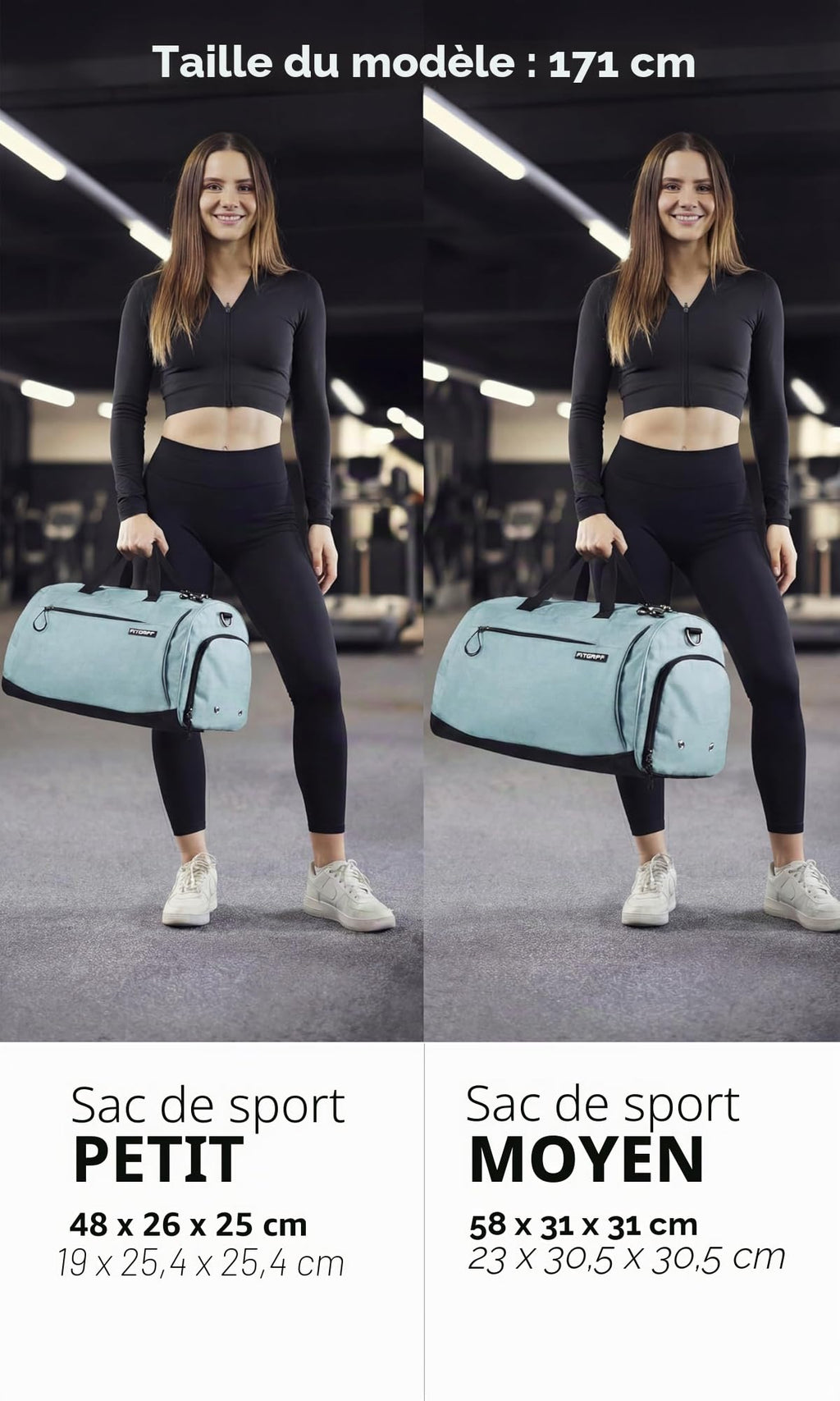 Fitgriff® Sac de Sport Homme & Femme V1 - Sacs de Voyage avec Compartiments Chaussures et Humide, pour Gym, Fitness, Weekend - Duffel Bag