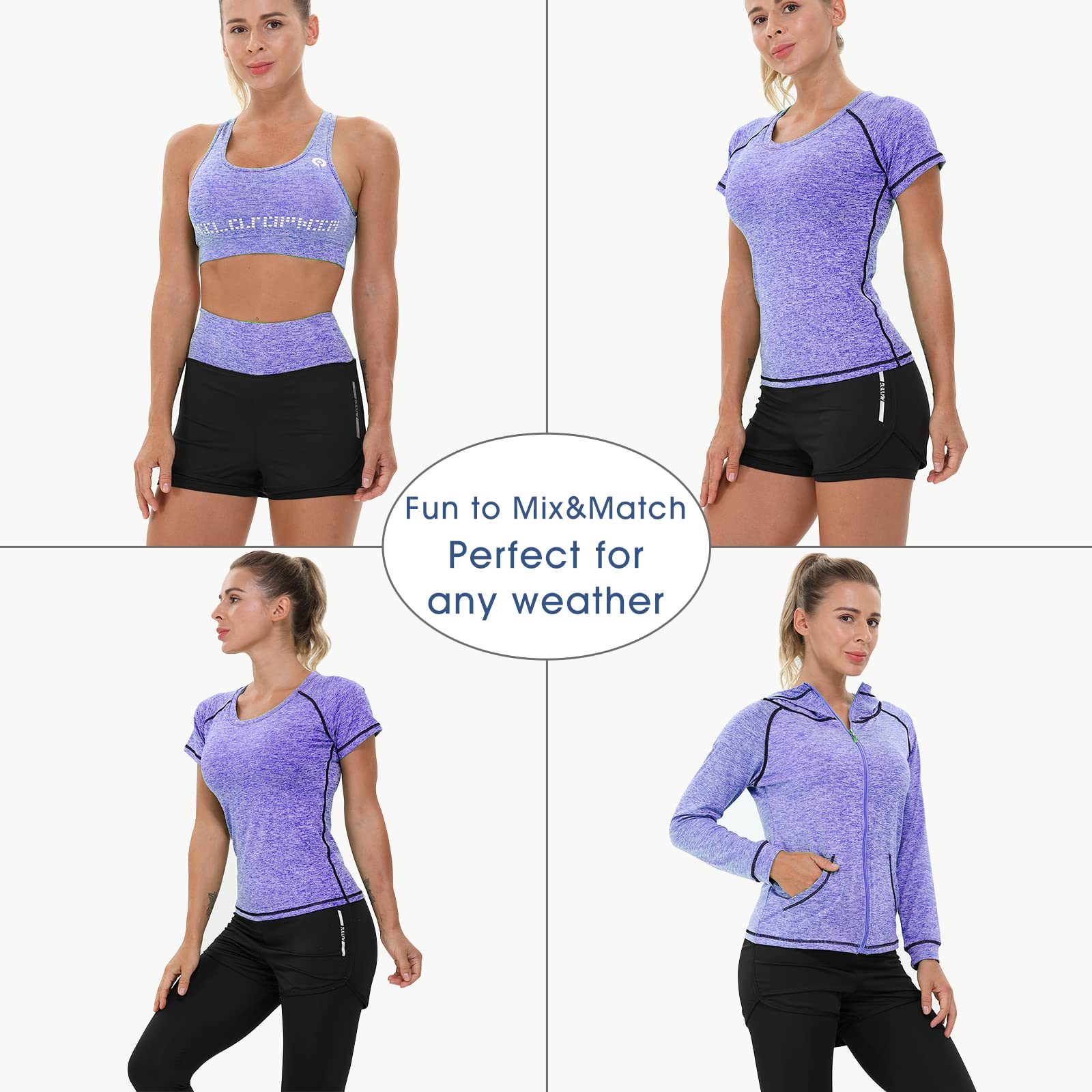 JULY'S SONG Yoga Clothes 5 Piece Sport Suits For Women Gym Running Quick Dry Sportswear For Ladies Sportswear Fitness Apparel