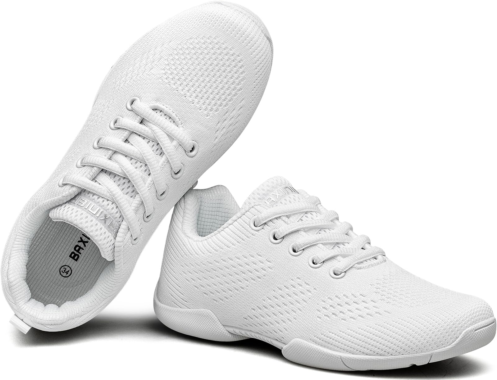 BAXINIER Girls White Cheerleading Shoes | Breathable Youth Cheer Competition Sneakers Athletic Training Dance Tennis Walking Shoes
