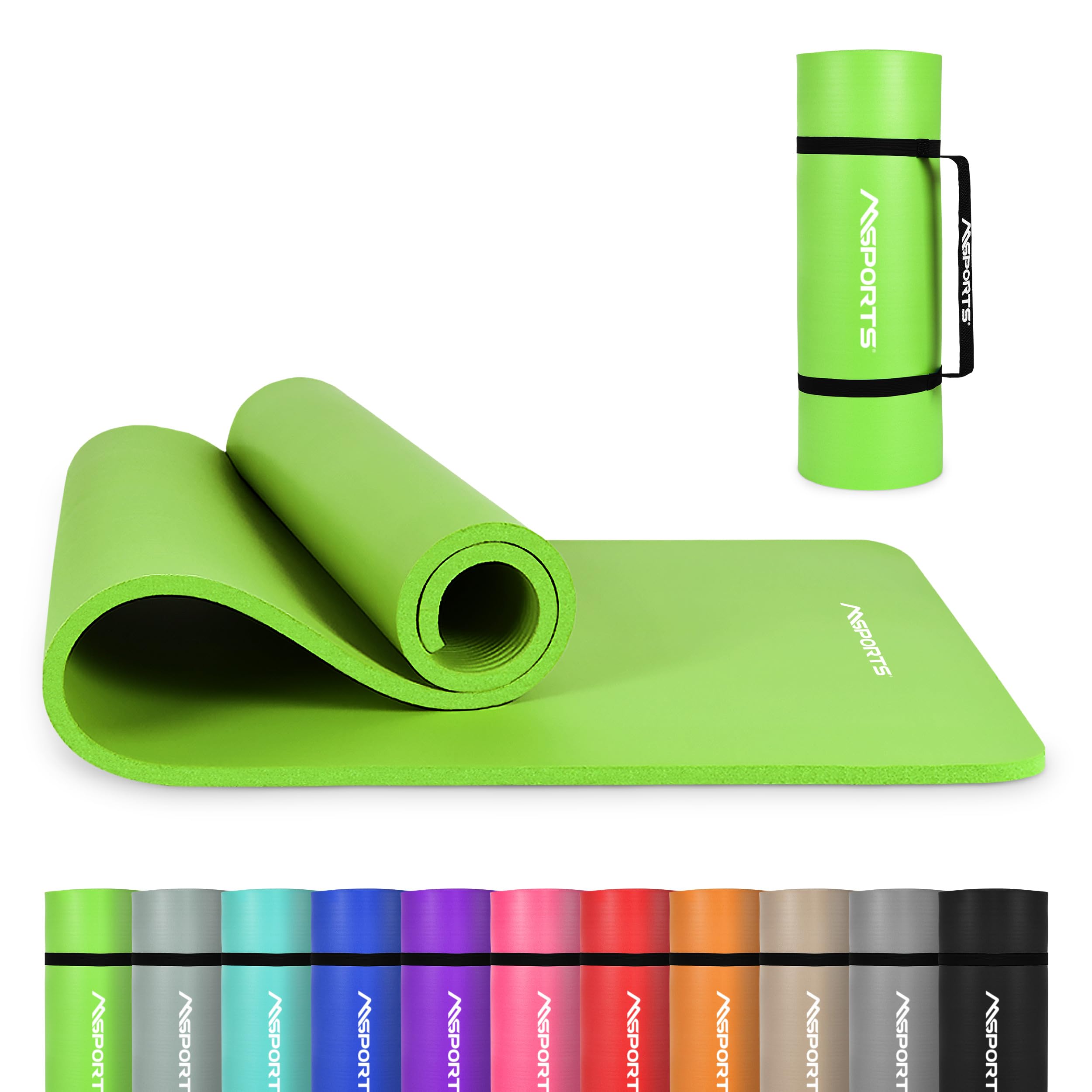 MSPORTS Premium Gymnastics Mat – Non-Slip Floor Mat for Fitness, Yoga & Strength Training – Available in 4 Sizes and 12 Colors Thick Yoga Mat