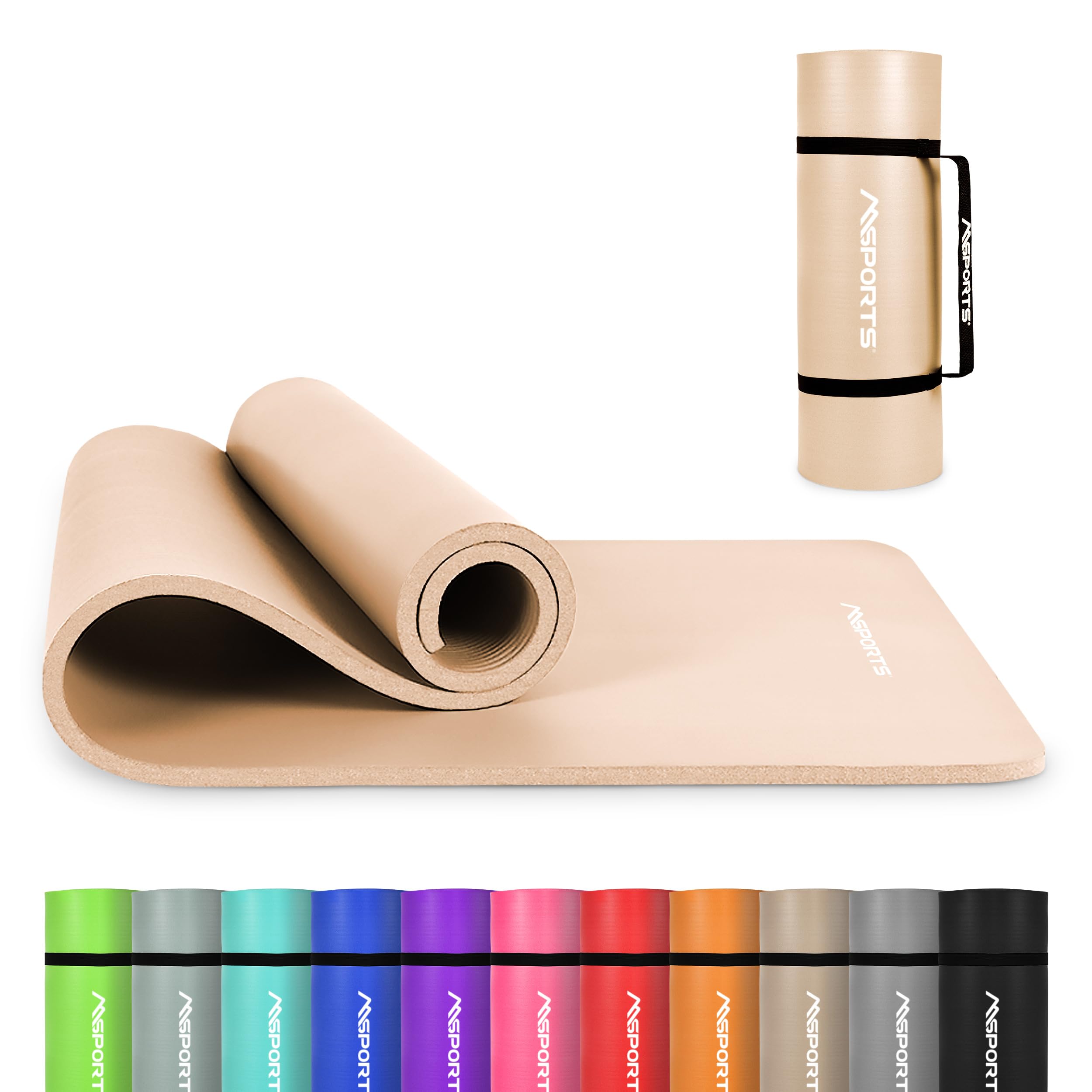 MSPORTS Premium Gymnastics Mat – Non-Slip Floor Mat for Fitness, Yoga & Strength Training – Available in 4 Sizes and 12 Colors Thick Yoga Mat