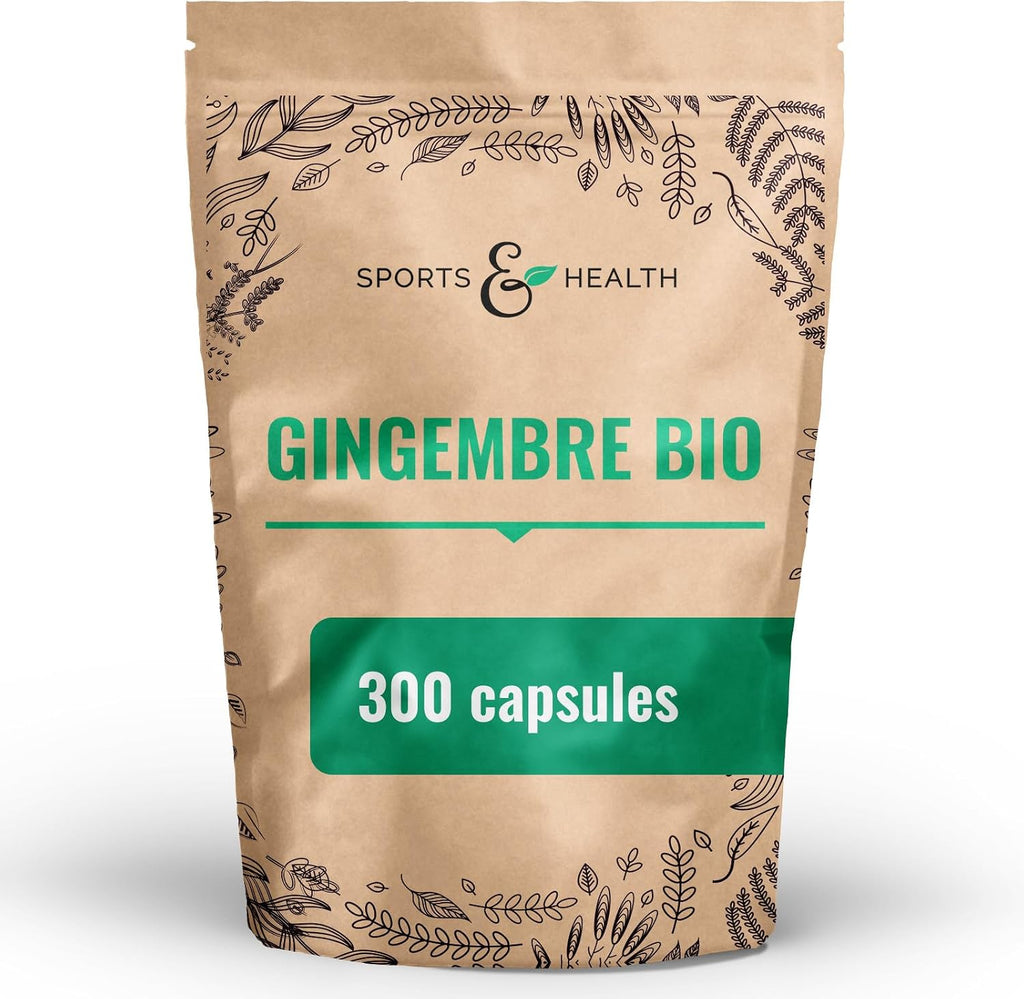 Gingembre Bio en Gélules 300-600mg par Jour Très Fortement Concentré | Culture Biologique 100% Vegan - Sans Additifs Ajoutés - Format Pratique pour une Cure Complète et Longue