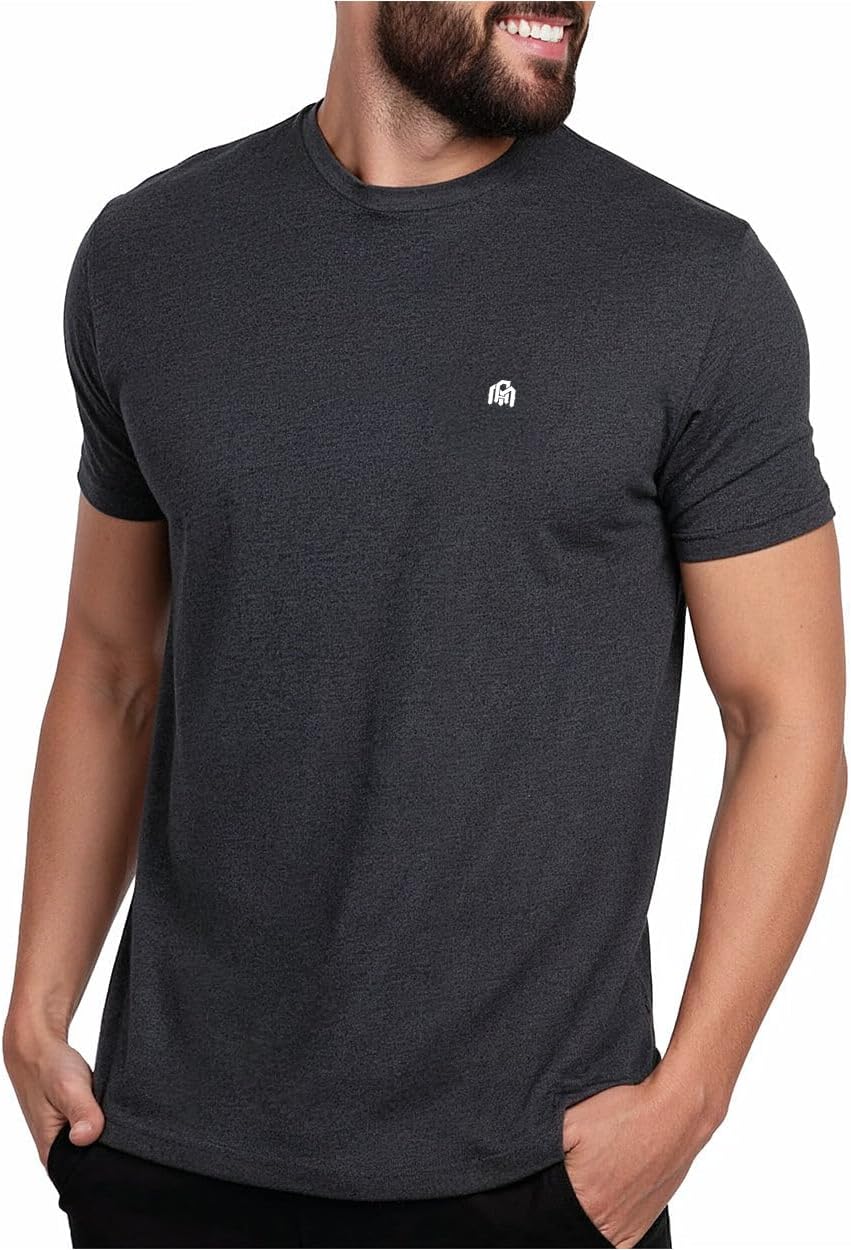Mens T Shirts Soft Cotton Crew Neck Athletic Fit Casual Tees S-4XL | Soft cotton blend casual tee shirts with 4-way stretch - tag-free athletic fit for gym, work & casual everyday wear.
