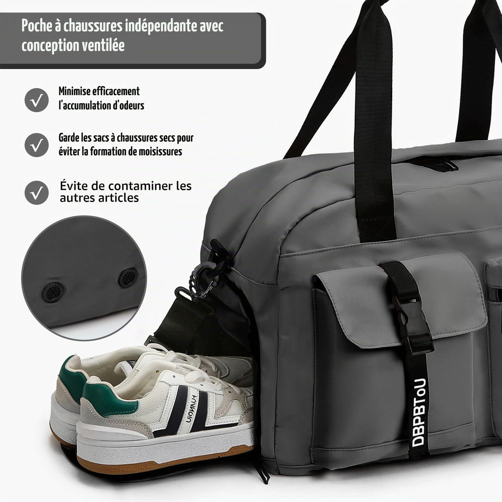 Sac de Sport Femme Homme (Jaune) | Sac Sport avec Compartiment à Chaussures de Ventilation, Sac de Voyage Femme Imperméable avec Compartiment Humide