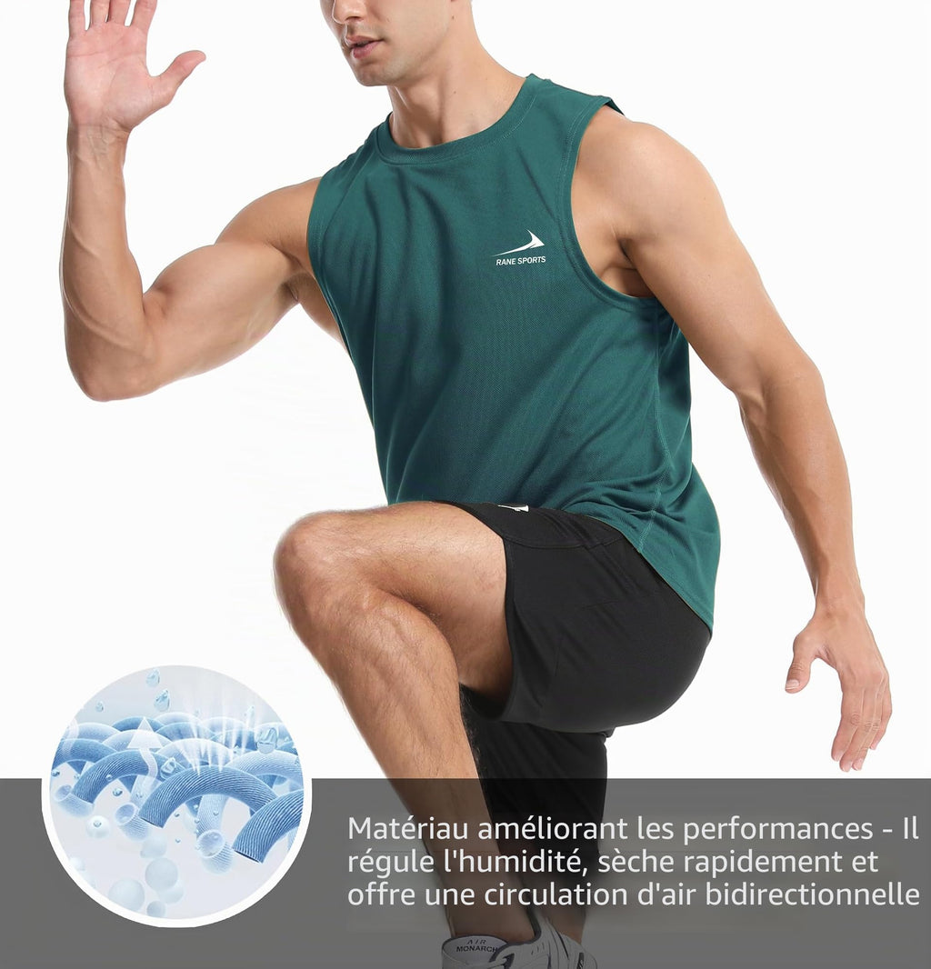 Men's Sleeveless Vest Running Gym Quick Dry Breathable Vest Sports T-Shirt