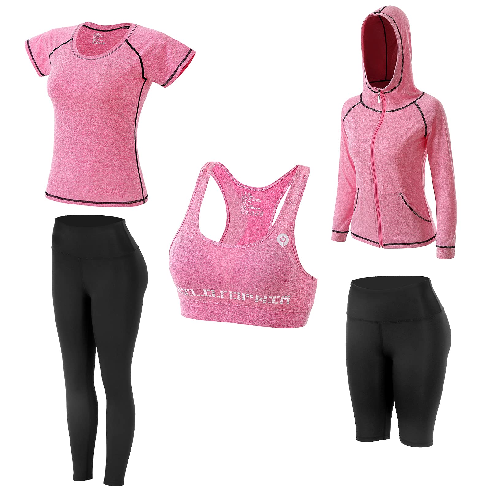 JULY'S SONG Yoga Clothes 5 Piece Sport Suits For Women Gym Running Quick Dry Sportswear For Ladies Sportswear Fitness Apparel