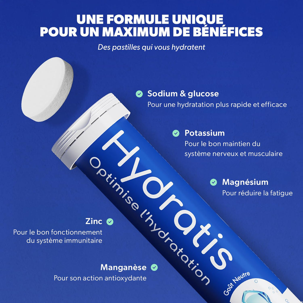 HYDRATIS - Pastilles Hydratation Electrolytes - Mix Fruits des Bois + Pêche - Améliore l'Hydratation et Favorise l'Énergie - Formule Isotonique - Sport, Récupération - 2 tubes (40 Pastilles) | Améliore l'Hydratation et Favorise l'Énergie - Formule Isotoni